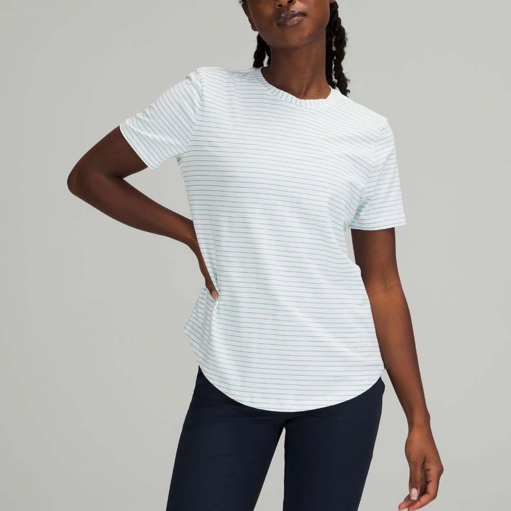 Lululemon NWT white/green striped Love Crew tshirt